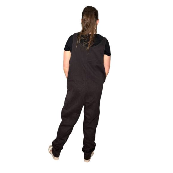 JUNGMAVEN Wash Black Oversized Overalls Women's Size Large Button Front Hemp - Picture 4 of 10